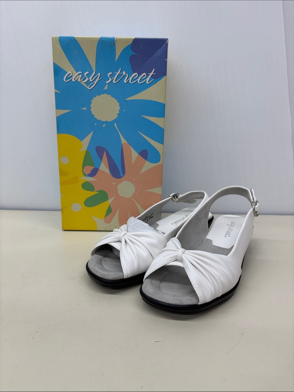 easy street White Knot Peep-Toe Slingback Sandals